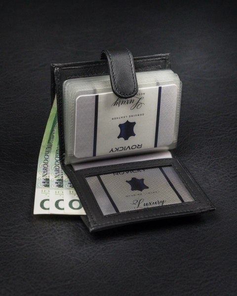  Pionowe, Skórzane Etui Na Karty Z Zapinką I Kieszenią Na Banknoty Loren