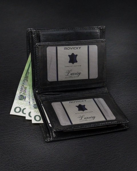  Pionowy Portfel Męski Bez Zapięcia Z Błyszczącej Skóry Naturalnej