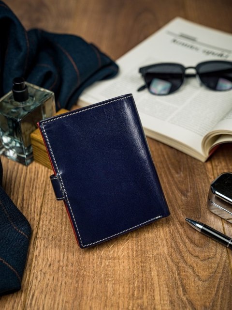  Kolorowy Portfel Męski Pionowy Z Zapięciem, Skóra Naturalna