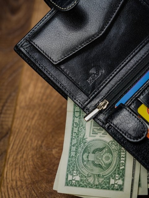  Kolorowy Portfel Męski Pionowy Z Zapięciem, Skóra Naturalna