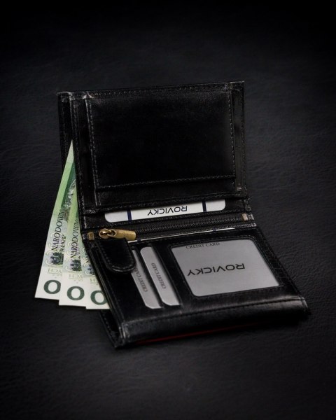  Bogato Wyposażony Portfel Męski Z Naturalnej Skóry Licowej