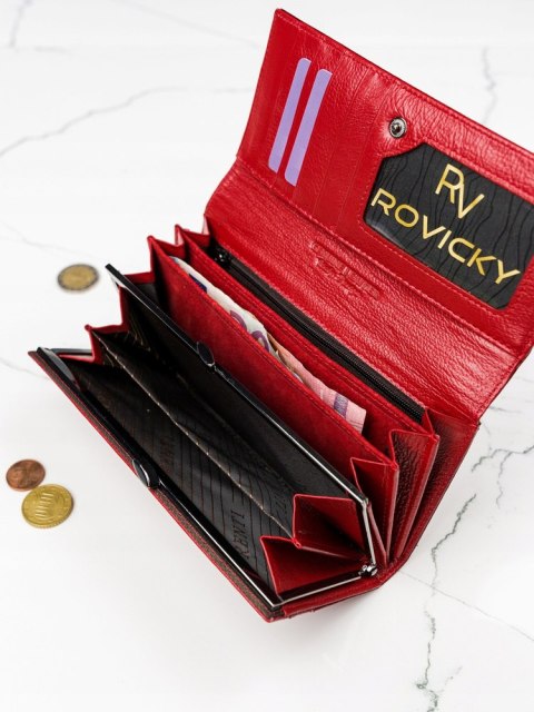  Skórzany, Lakierowany Portfel Damski Z Zewnętrzną Kieszonką Lorenti