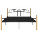  Rama łóżka, czarny metal i lite drewno dębowe, 160x200 cm Lumarko!