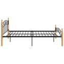  Rama łóżka, czarny metal i lite drewno dębowe, 160x200 cm Lumarko!