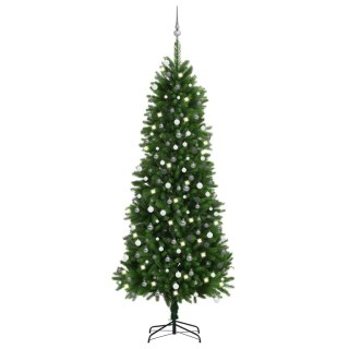  Sztuczna choinka z lampkami LED i bombkami, 240 cm, zielona Lumarko!