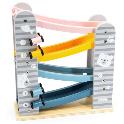  Kolorowa Drewniana Zjeżdżalnia Dla Samochodzików Polarb Lumarko!