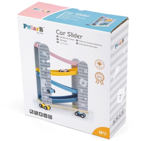  Kolorowa Drewniana Zjeżdżalnia Dla Samochodzików Polarb Lumarko!