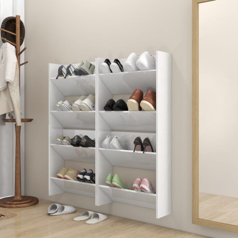  Półki ścienne na buty, 4 szt., białe z połyskiem, 60x18x60 cm Lumarko!