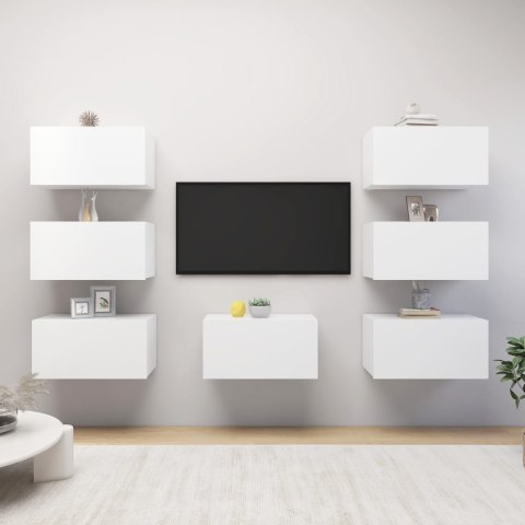  Szafki telewizyjne, 7 szt., białe, 30,5x30x60 cm, płyta wiórowa Lumarko!