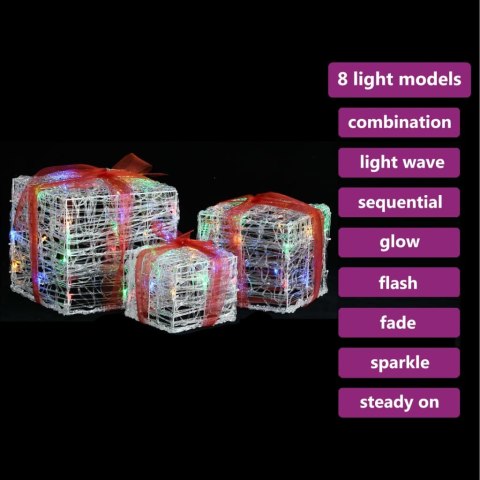  Dekoracja świąteczna: 3 akrylowe prezenty, LED, kolorowe Lumarko!