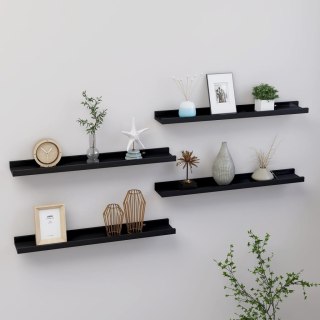  Półki ścienne, 4 szt., czarne, 60x9x3 cm Lumarko!