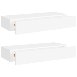  Półki ścienne z szufladą, 2 szt., białe, 60 x 23,5 x 10 cm, MDF Lumarko!