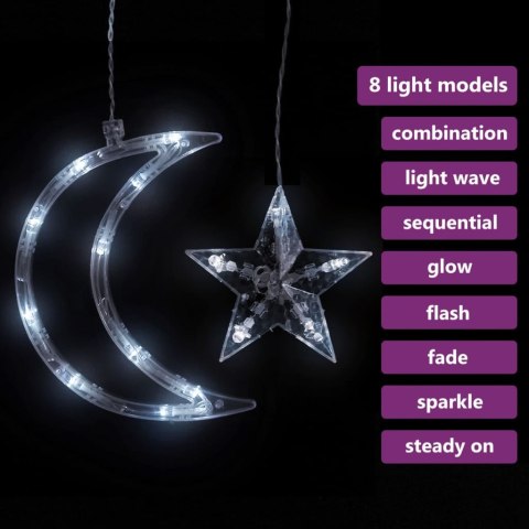  Lampki świąteczne z gwiazdkami i księżycami, na pilota, 345 LED Lumarko!