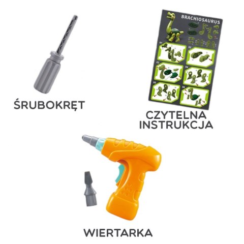  Dinozaur Do Skręcania Zestaw Konstrukcyjny + Wiertarka 31 Elementów Lumarko!