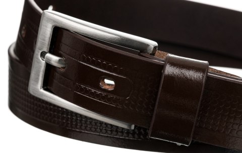  Pasek Męski Ze Skóry Naturalnej Licowej Z Ozdobnym Tłoczeniem 