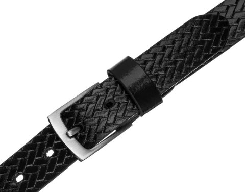  Pasek Męski Ze Skóry Naturalnej Licowej Z Plecionym Wzorem 