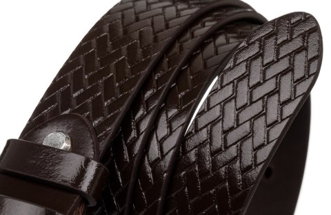  Pasek Męski Ze Skóry Naturalnej Licowej Z Plecionym Wzorem 