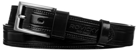  Zdobiony Pasek Męski Z Lakierowanej Skóry Naturalnej Licowej 