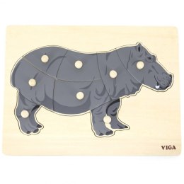  Drewniane Puzzle Montessori Hipopotam Z Pinezkami Lumarko!