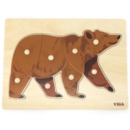  Drewniane Puzzle Montessori Miś Niedźwiedź Z Pinezkami Lumarko!