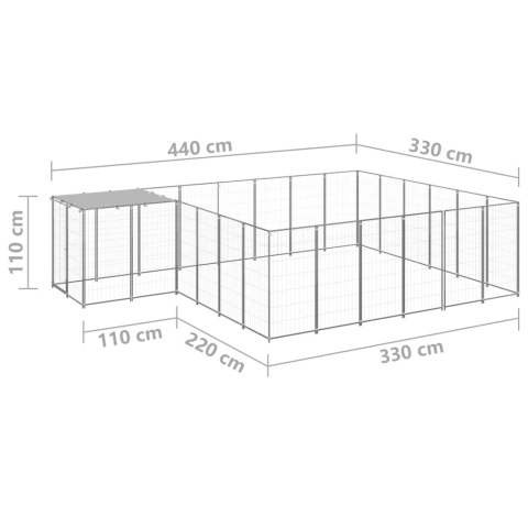  Kojec dla psa, srebrny, 12,1 m², stalowy Lumarko!