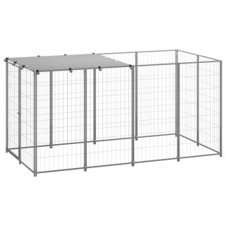  Kojec dla psa, srebrny, 2,42 m², stalowy Lumarko!