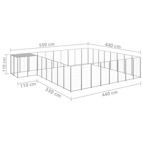  Kojec dla psa, srebrny, 20,57 m², stalowy Lumarko!