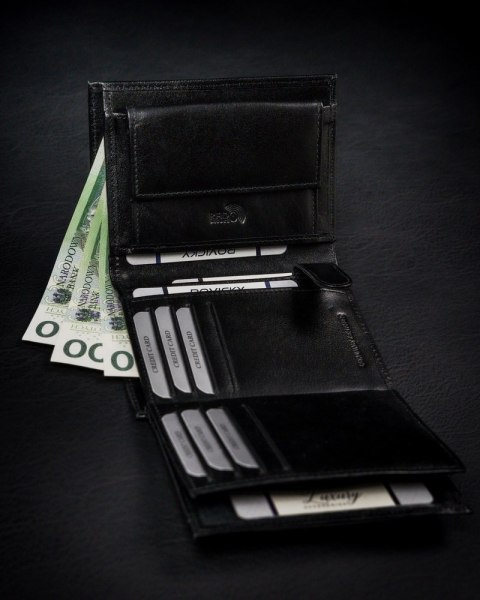  Duży, Oryginalny Portfel Męski Z Naturalnej Skóry Licowej, Rfid