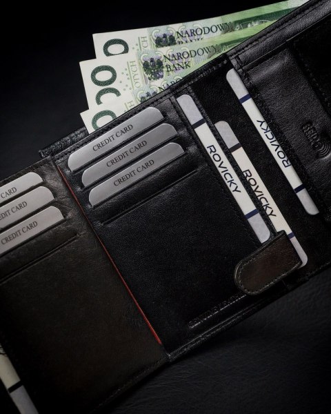  Duży, Oryginalny Portfel Męski Z Naturalnej Skóry Licowej, Rfid