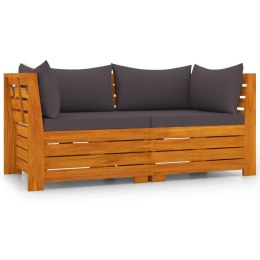 Lumarko 2-osobowa sofa ogrodowa z poduszkami, lite drewno akacjowe
