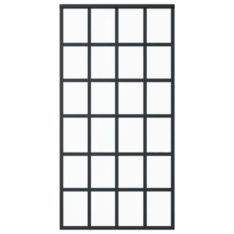  Drzwi przesuwne, szkło ESG i aluminium, 102x205 cm, czarne Lumarko!