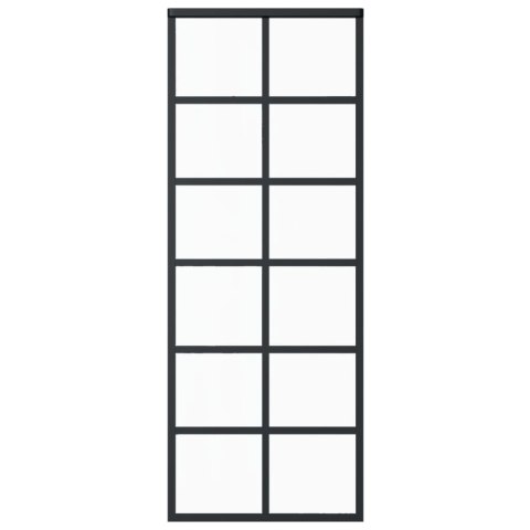  Drzwi przesuwne, szkło ESG i aluminium, 76x205 cm, czarne Lumarko!