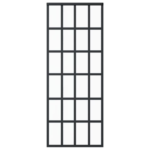  Drzwi przesuwne, szkło ESG i aluminium, 76x205 cm, czarne Lumarko!