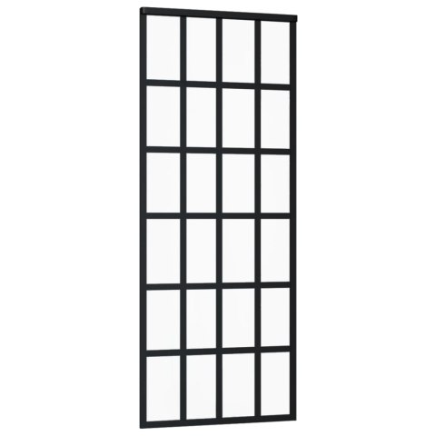  Drzwi przesuwne, szkło ESG i aluminium, 76x205 cm, czarne Lumarko!