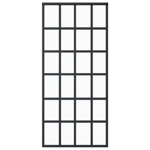  Drzwi przesuwne, szkło ESG i aluminium, 90x205 cm, czarne Lumarko!