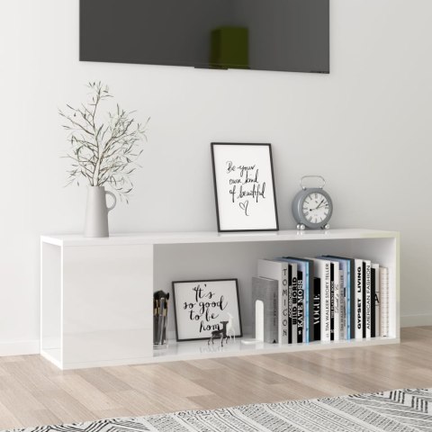  Szafka pod TV, biała z połyskiem, 100x24x32 cm, płyta wiórowa Lumarko!