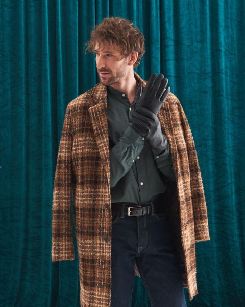  Ocieplane Rękawiczki Męskie Ze Skóry Naturalnej Bydlęcej 