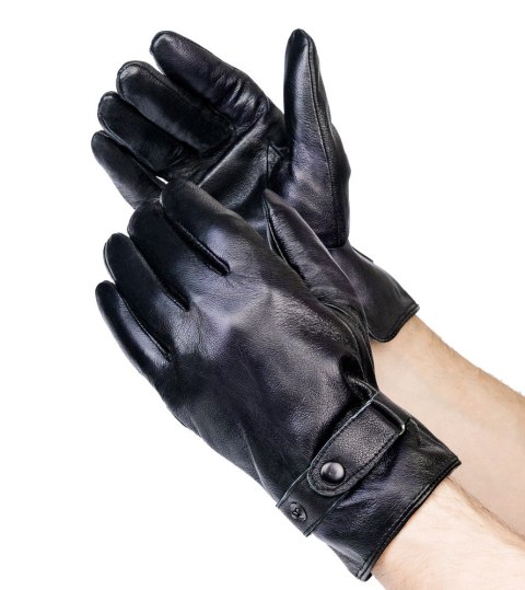  Ocieplane Rękawiczki Męskie Ze Skóry Naturalnej Z Regulacją 