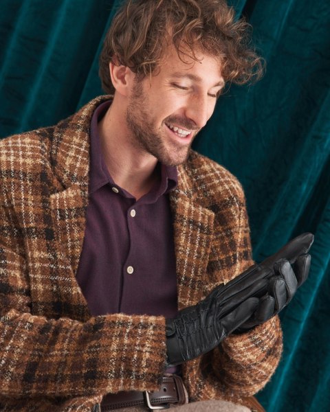  Oryginalne Rękawiczki Męskie Ze Skóry Naturalnej Z Zapięciem