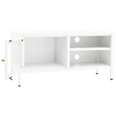  Szafka pod telewizor, biała, 90x30x44 cm, stal i szkło Lumarko!