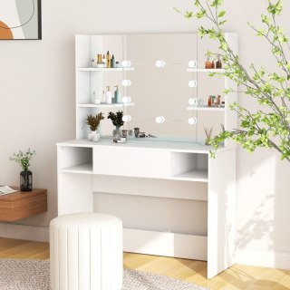  Stolik do makijażu z oświetleniem LED 100x40x135 cm, MDF, biały Lumarko!