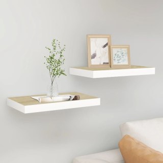  Półki ścienne, 2 szt., kolor dębu i biel, 50x23x3,8 cm, MDF Lumarko!