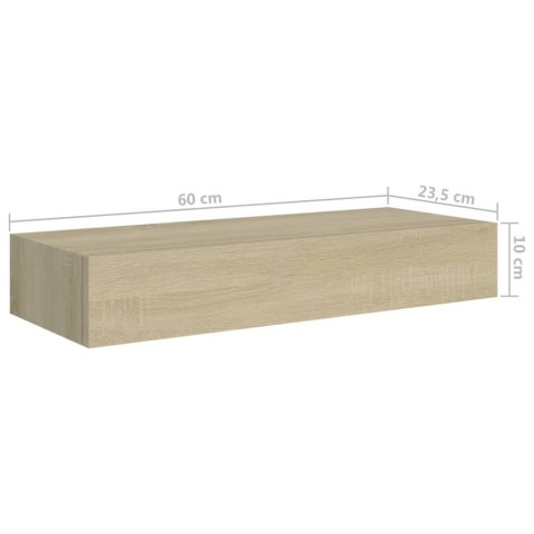  Półka ścienna z szufladą, kolor dębu, 60 x 23,5 x 10 cm, MDF Lumarko!