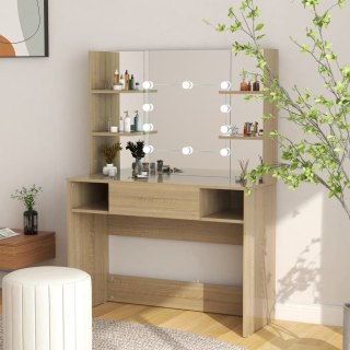  Stolik do makijażu z LED, 100x40x135 cm, MDF, kolor dębowy Lumarko!