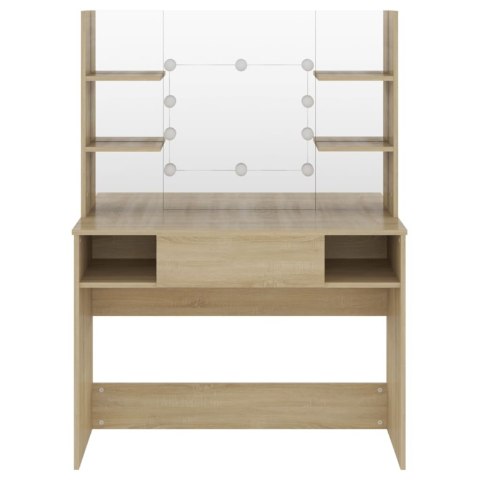  Stolik do makijażu z LED, 100x40x135 cm, MDF, kolor dębowy Lumarko!