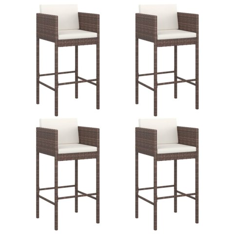  Stołki barowe z poduszkami, 4 szt., brązowe, polirattan Lumarko!