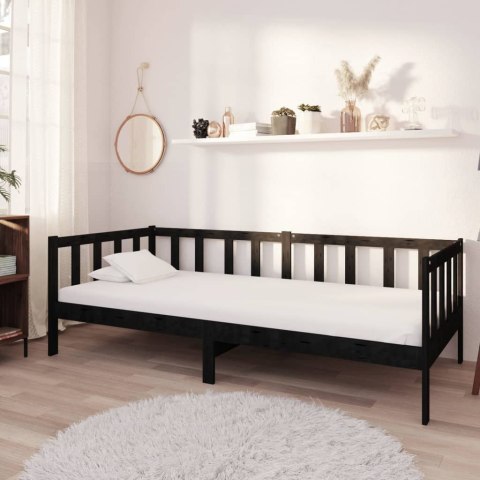  Łóżko dzienne z materacem, 90x200 cm, czarne, drewno sosnowe  Lumarko!