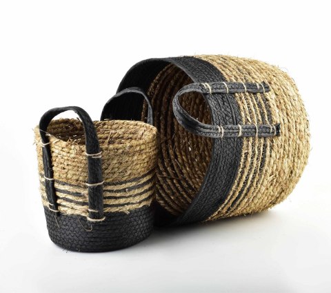 BALI KOMPLET 2 KOSZY trawa morska 33x33xH:26/24x24xH:21cm Lumarko!