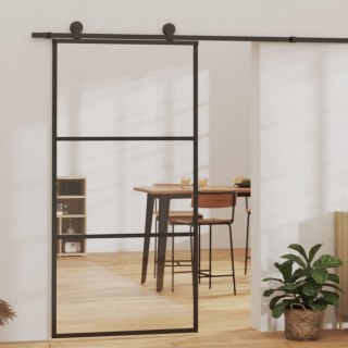  Drzwi przesuwne z osprzętem, szkło ESG i aluminium, 102x205 cm Lumarko!