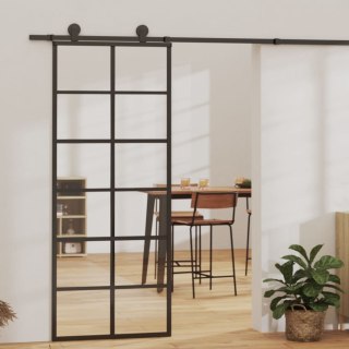 Drzwi przesuwne z osprzętem, szkło ESG i aluminium, 76x205 cm Lumarko!